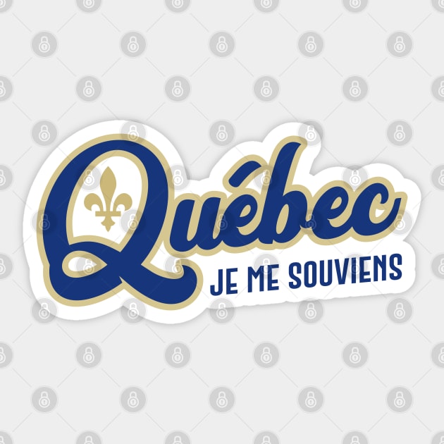 Quebec Je me souviens Canada Classic Athletic Script Blue Sticker by TGKelly